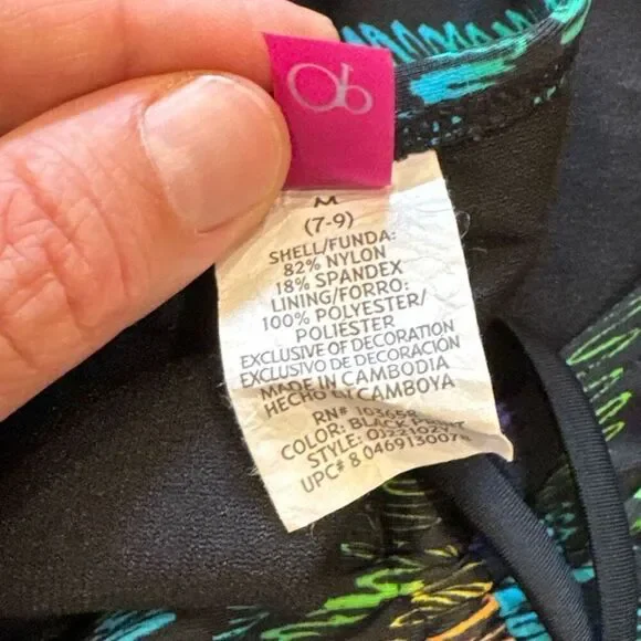 OP rainbow zebra swimsuit size medium - Picture 3 of 5